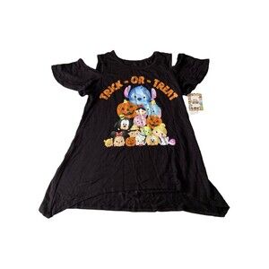 New Black Cold Shoulder Halloween Disney Tsum -Tsum Trick Or Treat Top Sz Sm
